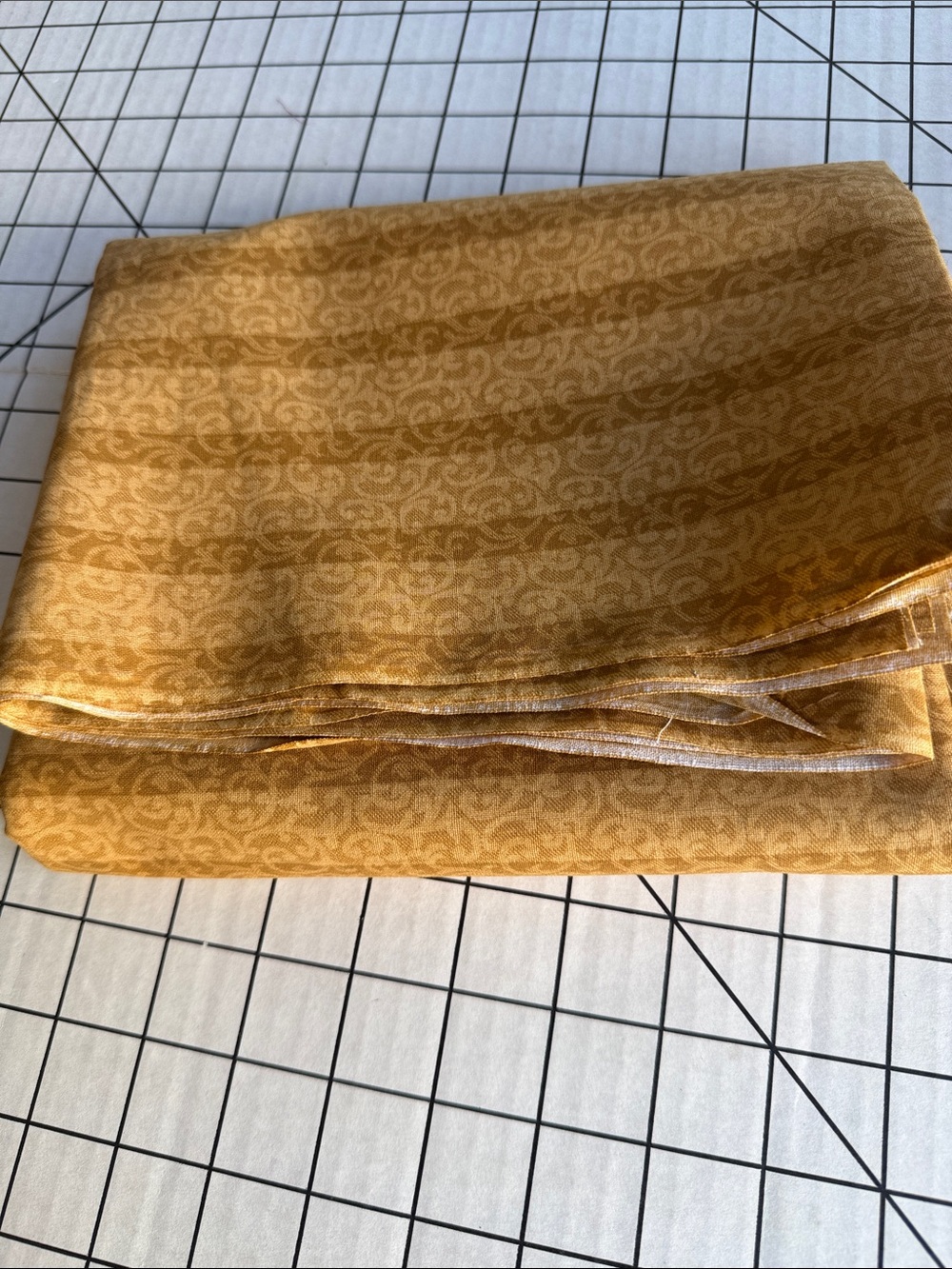 Vintage Gold Tone-on-Tone Scroll Stripe Cotton Fabric 2 Yards x 44” Quilting